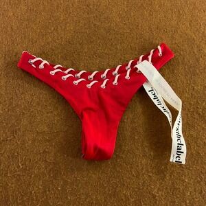Mars The Label Womens UK 4 Red Lace Up Pink Cord Cheeky Bikini Bottoms NWT